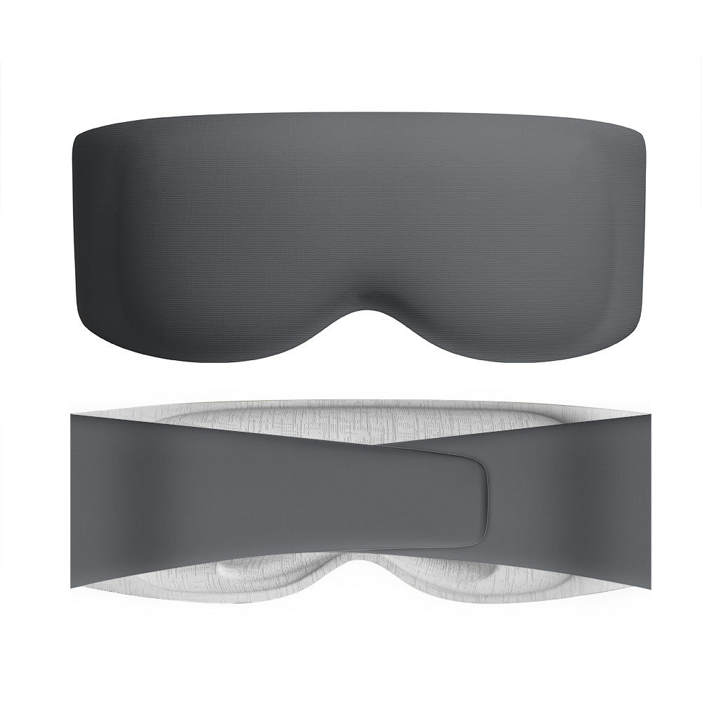 Sleep Bead weighted sleep mask in grey, front and back with the strap fastened